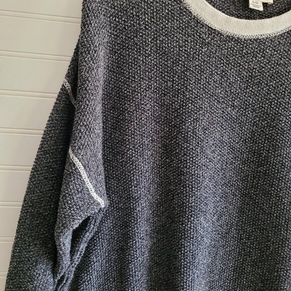 Cotton Country Sweater Womens Large Gray Cabin Style Striped Cuffs Slouchy - Picture 4 of 10